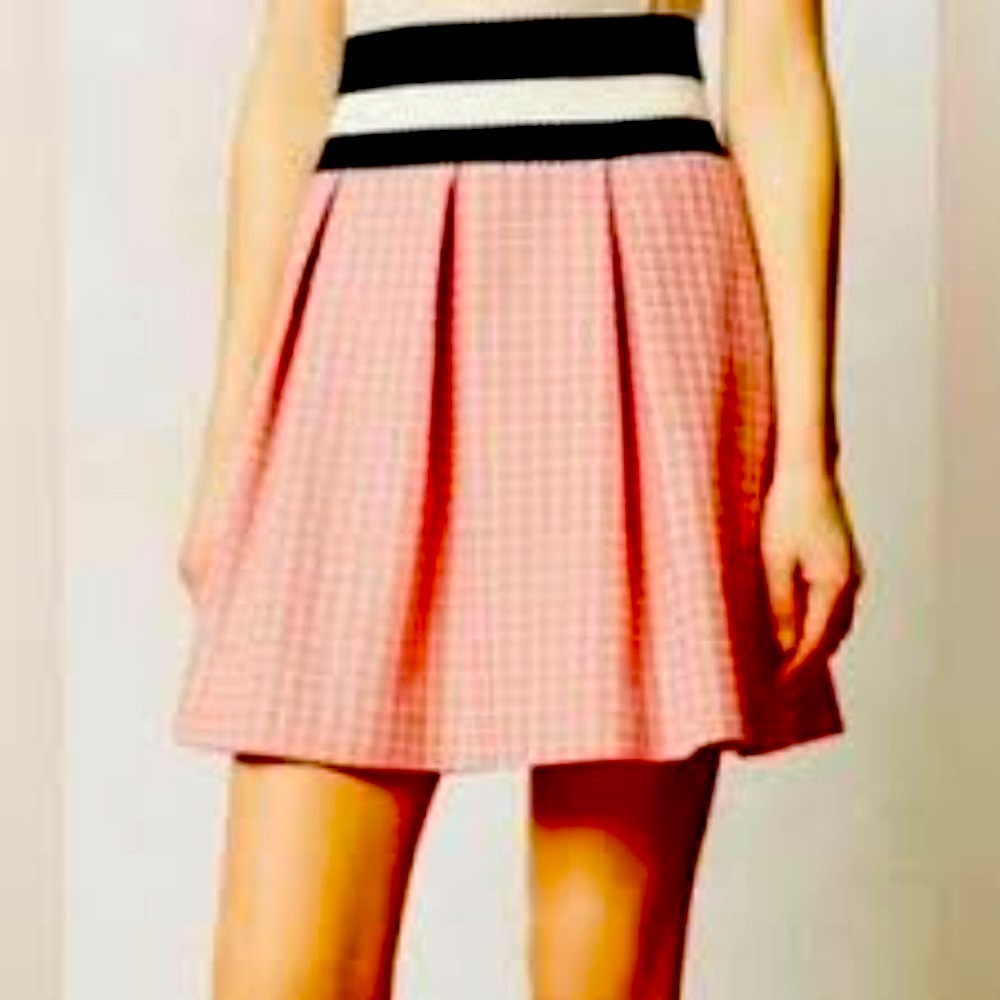 NWOT Maeve Ballard swing skirt, Pink/cream w/ Elastic Waistband Size Small